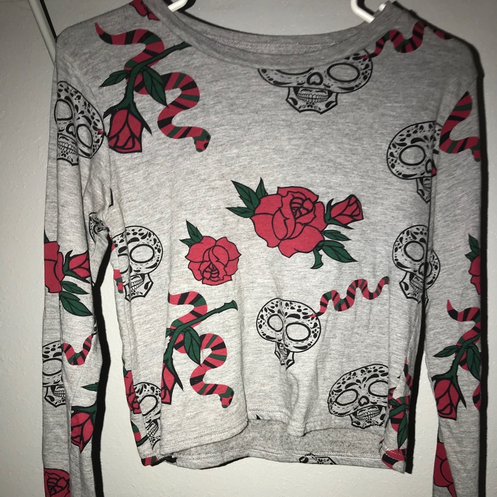 On Fire Rose/ Skull Sweatshirt